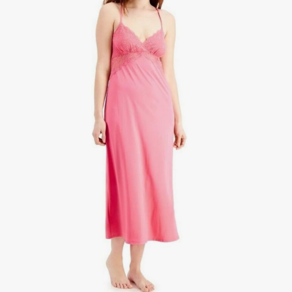 INC International Concepts Pink Lace-Trim Chemise Slip